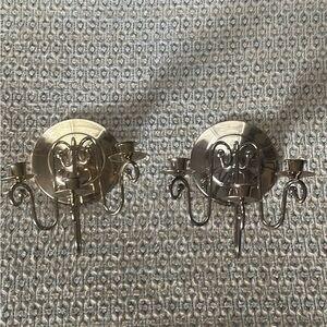 Elegant Brass Candle Wall Sconce Set